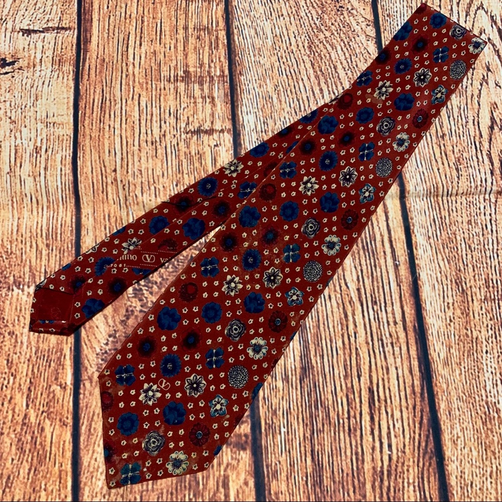 Valentino 100% Silk Floral Printed Tie